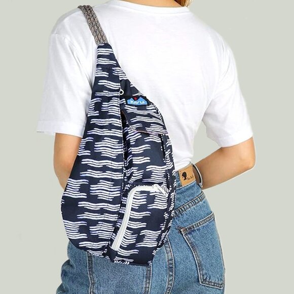 KAVU Mini Rope Sling Bag w/ Adjustable Rope Shoulder Strap Evening Tide - Picture 1 of 5
